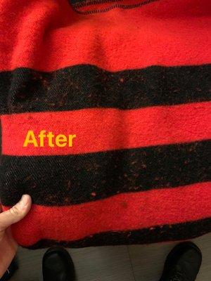 After photo: Wool blanket.