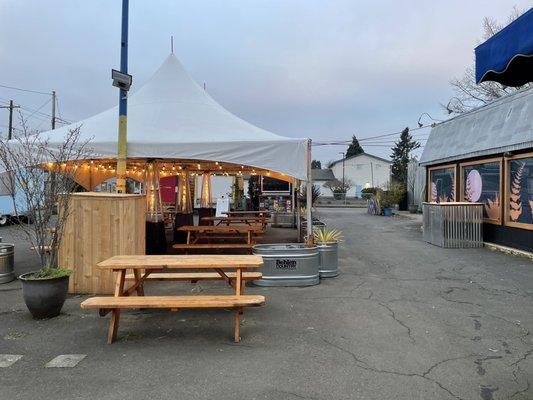 The food truck seating area