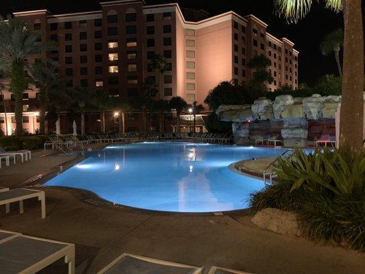 Pool area night