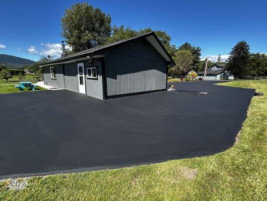 Driveway around the garage to the back shop