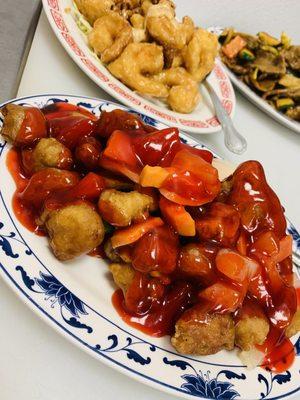 Sweet N Sour Pork; Honey Walnut Shrimp; Beef Supreme