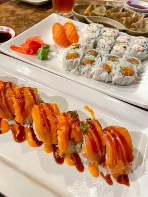 sexiest man roll, salmon avocado roll, and snow crab rolls (instagram: @diningwithkels)