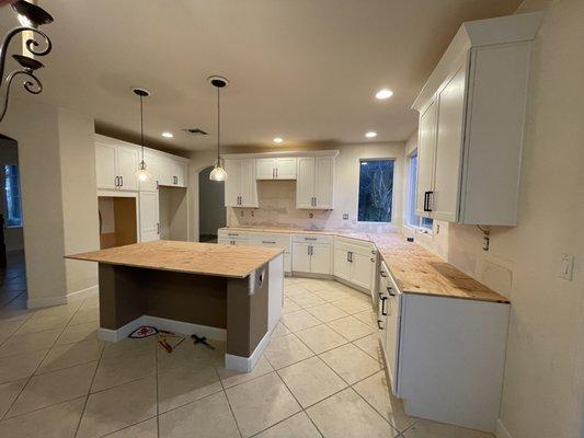 Brand new cabinets before countertops