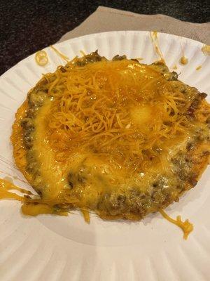 Meat and Cheese Tostada heated...YUM!!