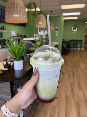 Strawberry matcha latte