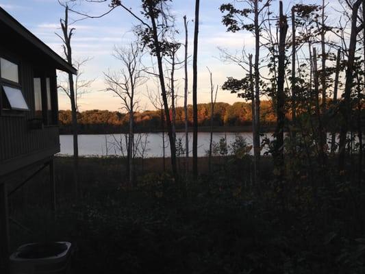 view from outside picnic table with a grill