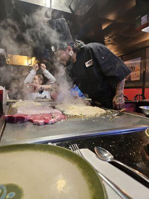 Johnny cooking dinner