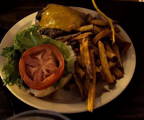 Kids cheeseburger and fries