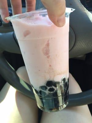 Strawberry boba smoothie extra boba