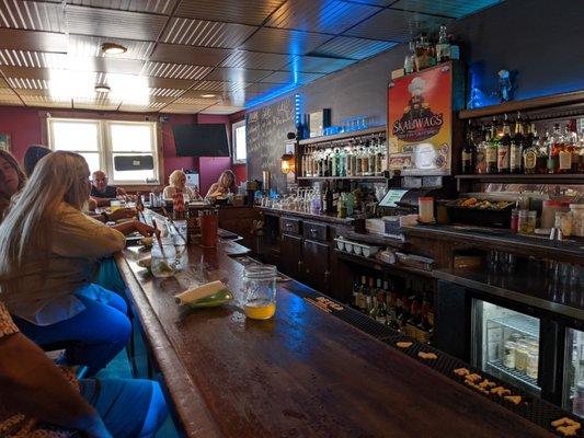 View down the bar