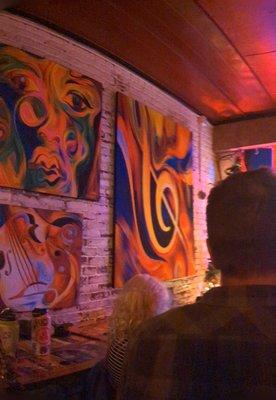 The saloon has such an eclectic feel, including beautifully abstract art all over the brick walls.