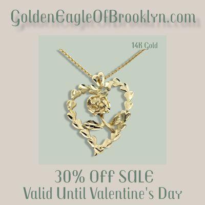 14k Yellow Gold Diamond-Cut Flower Heart Pendant