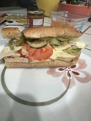 My "footlong" veggie sandwich with half the bread