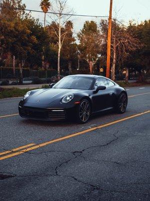 Satin Black Vinyl Wrap Porsche 911