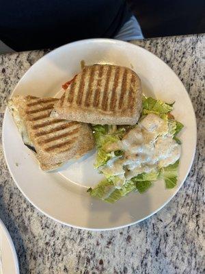 Portobello mushroom panini & caesar salad