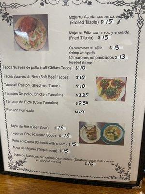 This is their updated menu with current prices.