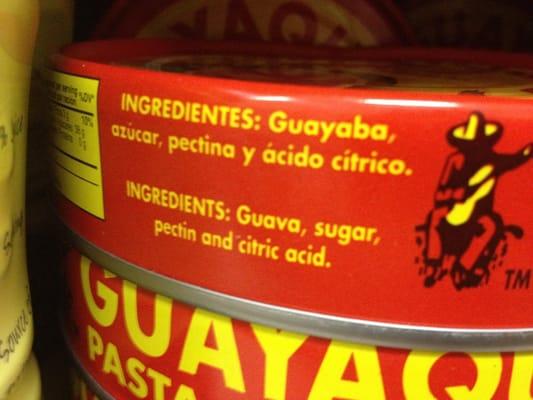 Ingredients in the Guayaquil guava paste...no food coloring or high fructose corn syrup :-)