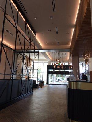 Lobby entrance features high ceilings and clean lines