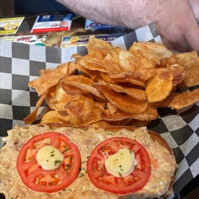 Tuna melt and house made chips