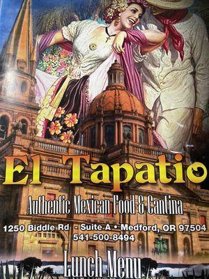 Lunch menu cover @ El Tapatio.