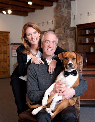 Mike's wife, Lisette, Mike, and their dog Lily.