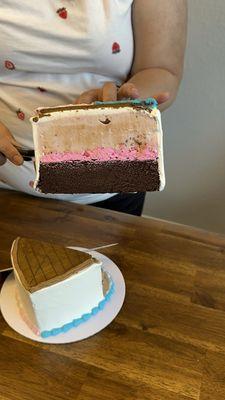 Inside of gender reveal cake