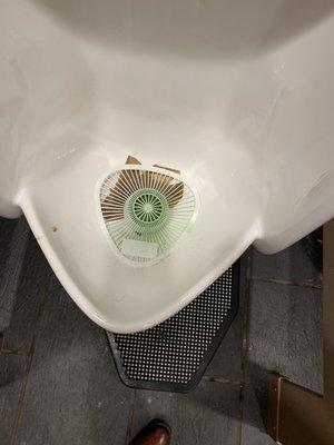 Paper towel in the urinal