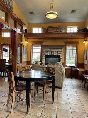 Beautiful Stone fireplace and comfortable seating!