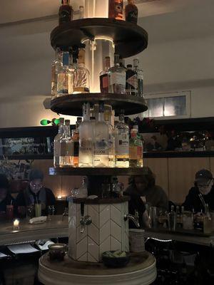 Cool liquor display at bar