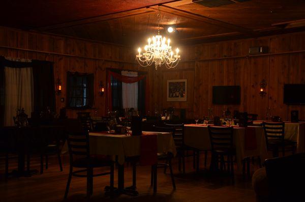 Dining room at night.