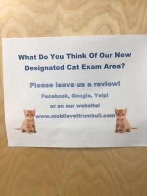 LOVE THE NEW DESIGNATED CAT EXAM AREA