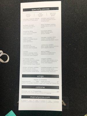 2nd side of menu