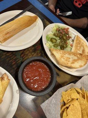 Tamale and Quesadilla