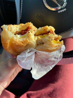 Bacon egg and cheese croissant.