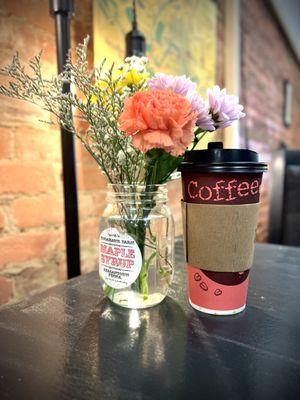 Delicious coffee and the sweetest table pieces.