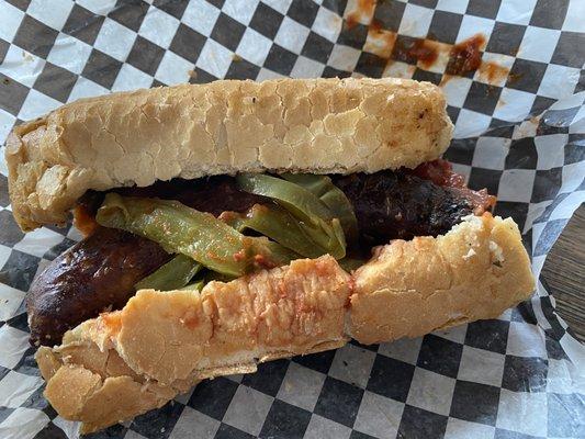 Italian sausage with peppers and marinara