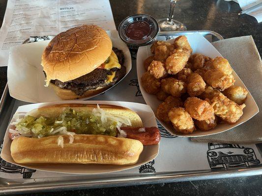 Gotham Smash (double), Gotham Dog, Tots.