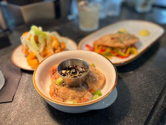 During happy hour we tried the dumplings, empanada and the buffalo cauliflower.