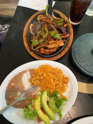 Chicken and steak fajitas