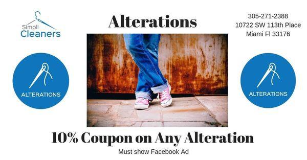 Show this coupon to obtain 10% discount on any alteration