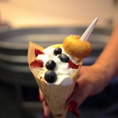 Fresh fruit donut cones