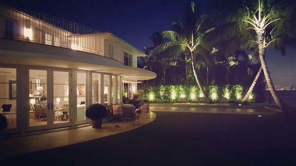 Residential Landscape Lighting in La Gorce Island, Miami Beach.