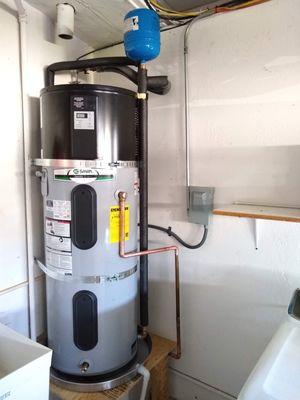 Newly installed electric heat pump water heater in my garage.