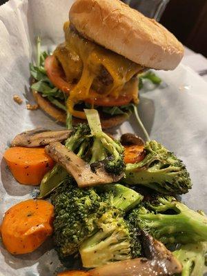 Monterey Burger with fresh roasted veggies