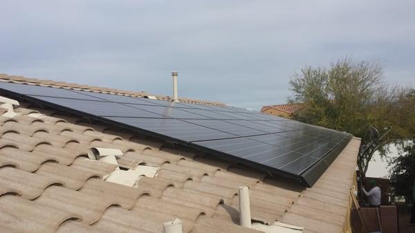 Flat panels. This roof gets sun all day long too.