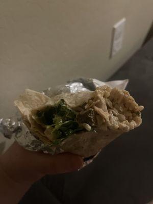 Rice and lettuce burrito