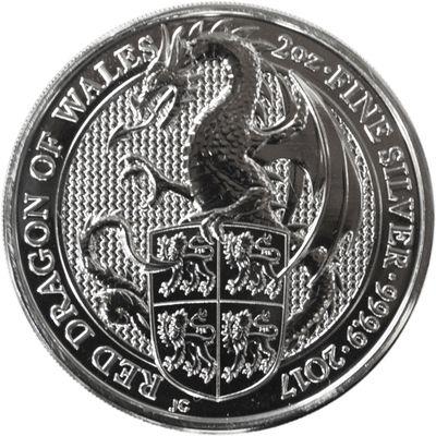 Queen's Beasts, Red Dragon of Wales 2017, 2 oz. .9999 Fine Silver