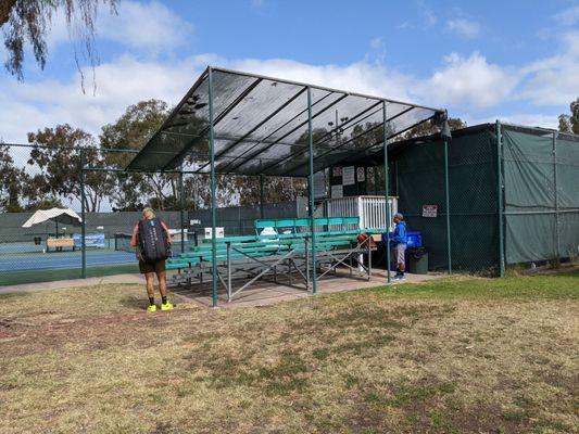 Bleachers seating adjacent to office in front of Court 1