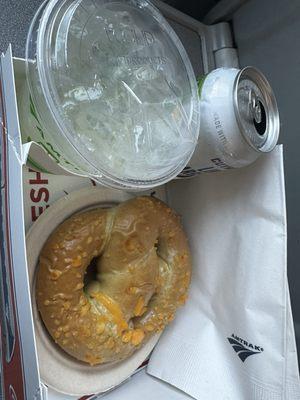 Cheese stuffed pretzel, Cutwater Margarita and a bottle of water$13.