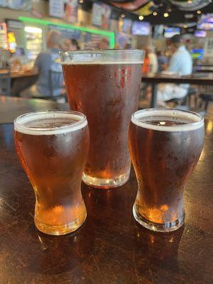 2 flight pours and a full beer